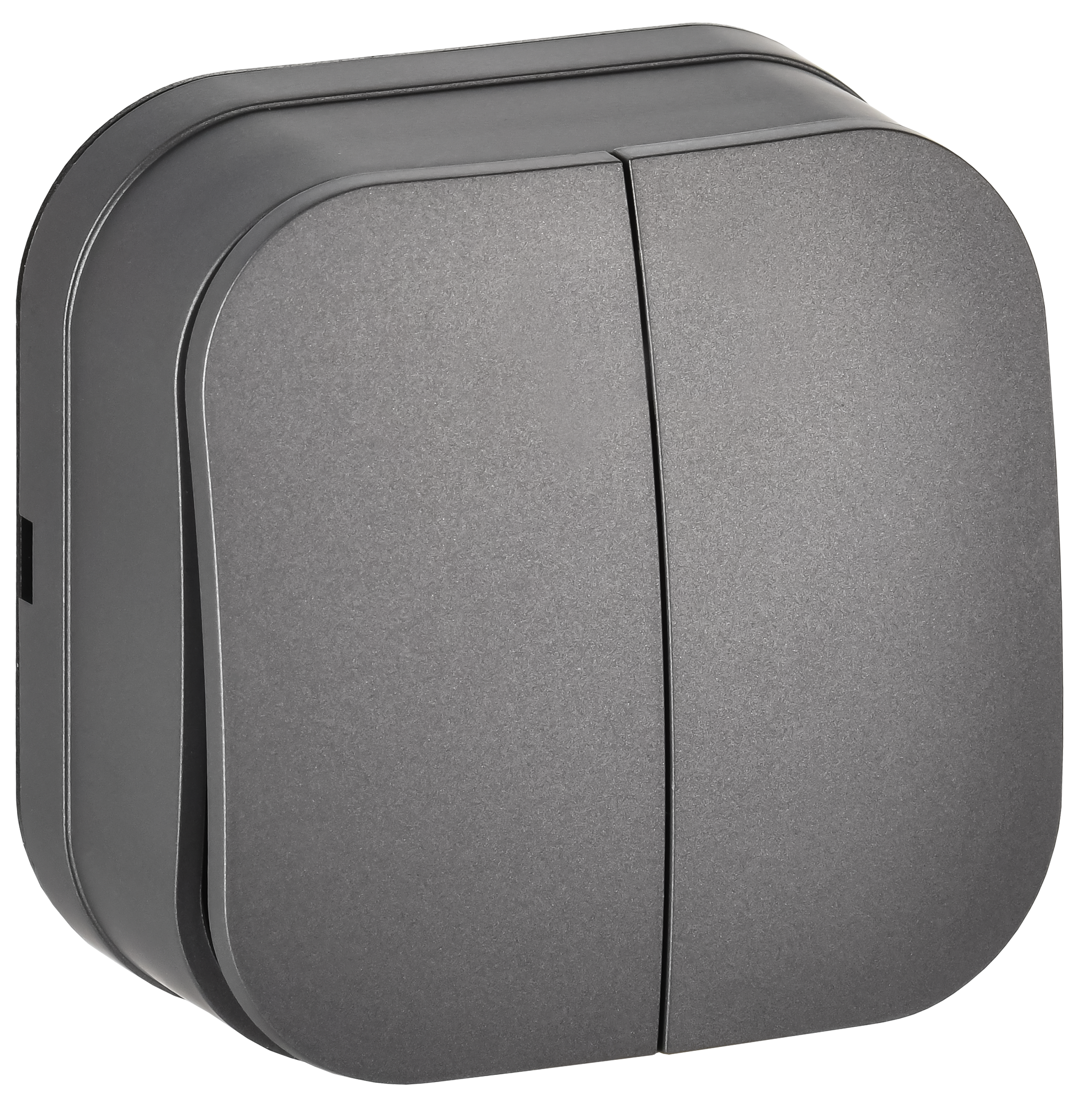 GLORY Выключатель 2-клавишный для открытой установки 10А ВС20-2-0-ХСм сталь матовый IEK