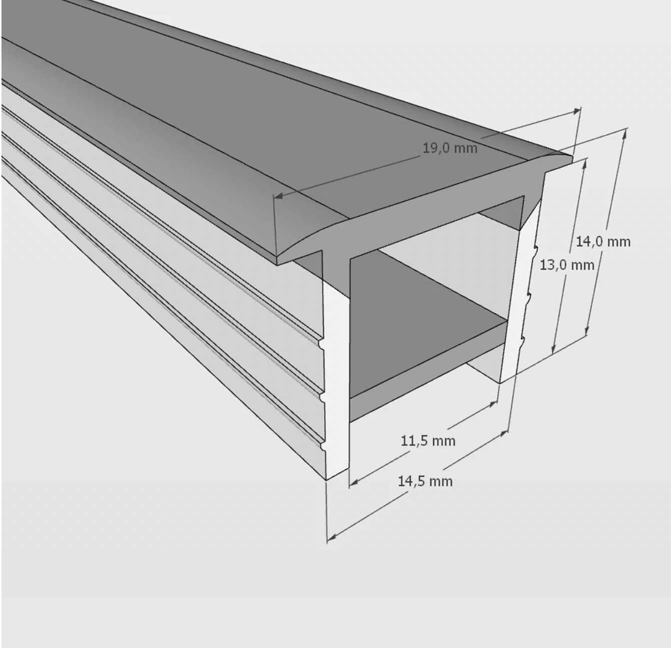 Силиконовый профиль ESV-SHELL 19х14 (встраиваемый, 15х13mm)