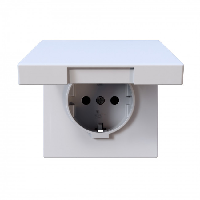 Розетка SCHUKO© с крышкой и защитными шторками 16A 250V~ 2P+T, цвет белый глянцевый