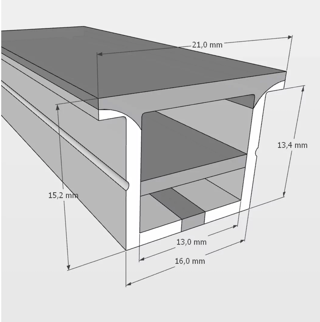 Силиконовый профиль ESV-SHELL 21х15 (встраиваемый, 16х14mm)