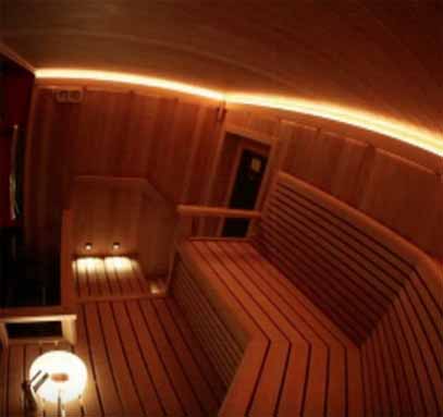 Дизайн света с помощью светодиодных светильников в бане
