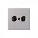 Розетка TV+FM Φ9.5mm проходная с накладкой, цвет Белый матовый (soft touch)