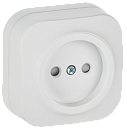 GLORY Розетка 1-местная для открытой установки без заземления с защитными шторками 10А РСш20-2-ХБм белый матовый IEK