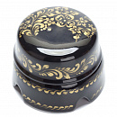 Распаячная коробка d85, цвет черный с золотым цветочным орнаментом (BOX2BL.GD_salv)