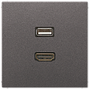 Jung Мех Розетка HDMI+USB LS Антрацит (лакиров. алюминий) (MALS1163AN)