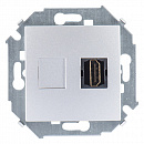 Simon 15 Алюминий Розетка для подключения HDMI-разъёма аудио/видео, v1.4, тип А