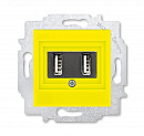 ABB EPJ Levit жёлтый / дымчатый чёрный USB зарядка двойная, , жёлтый