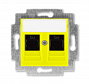 ABB EPJ Levit жёлтый / дымчатый чёрный Розетка компьютерная, 2хRJ45 кат,5e, , жёлтый