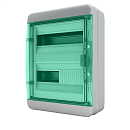 Щит навесной 24 мод. IP65, прозрачная зеленая дверца