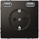 SE Merten D-Life Антрацит Розетка Schuko с 2 USB c зарядным устройством 2,4 A