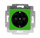 ABB EPJ Levit зелёный / дымчатый чёрный Розетка с заземлением со шторками