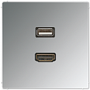 Jung Мех Розетка HDMI+USB LS Хром (MAGCR1163)