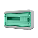 Щит навесной 18 мод. IP65, прозрачная зеленая дверца