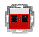 ABB EPJ Levit краcный / дымчатый чёрный Розетка компьютерная, 2хRJ45 кат,5e, , красный