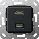 Разъем HDMI+USB 3.0 A Gira Черный матовый
